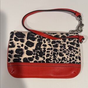 COACH Red and Black Patterned Women's Wristlet